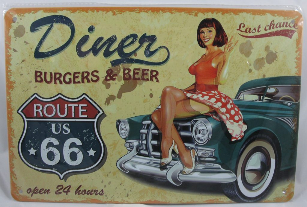 Plaque Deco Diner Burgers Beer Route 66 Pin Up Collector95 Collector95